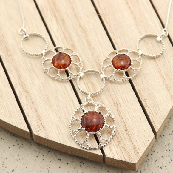 Sterling silver necklace, silver necklace with natural Baltic amber - Picture 11 of 12